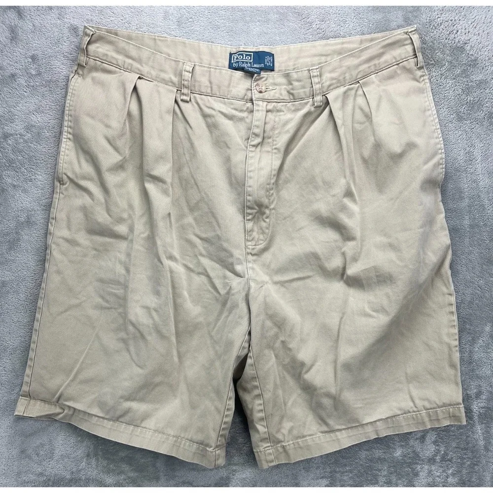 Polo Ralph‎ Lauren Men's Tyler Shorts 40 Beige Pleated Casual