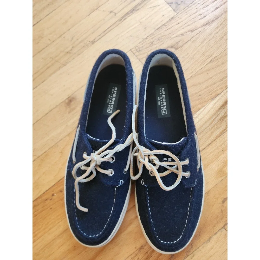 Sperry Top-Sider Bahama 2-Eye Wool Men's Boat Shoes Navy Blue 10.5 M 10281873