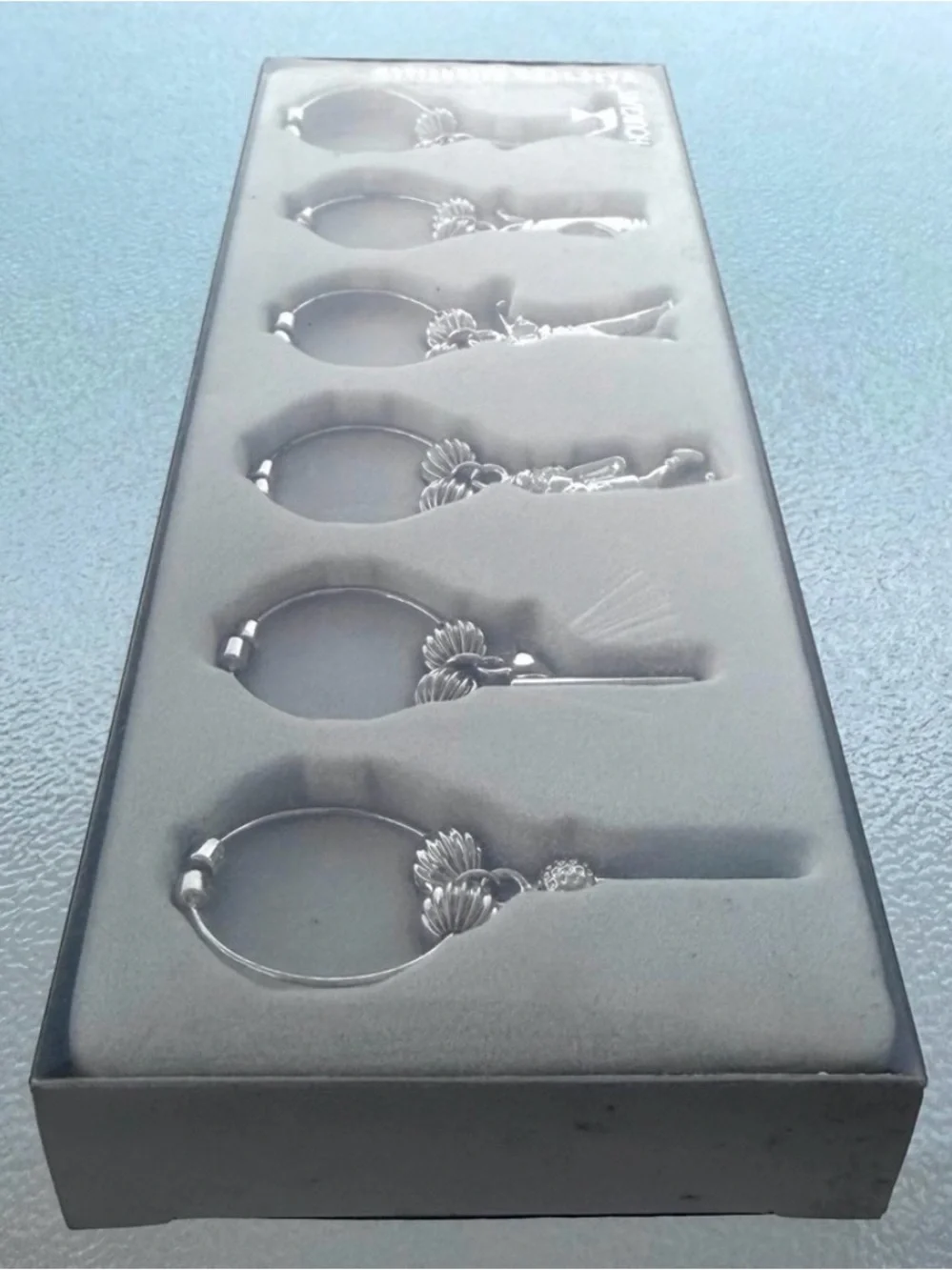 Hourglass Brand Golf Themed Silver-Tone Metal Wine Charms ~ Set of 6