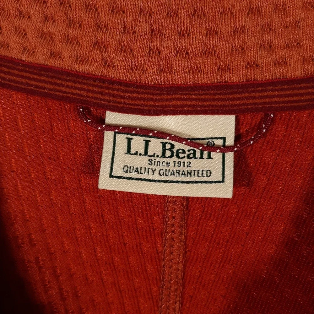 L.L. Bean Sweater Mens XL Tall Orange Pullover 1/4 Zip Waffle Knit Mock Neck