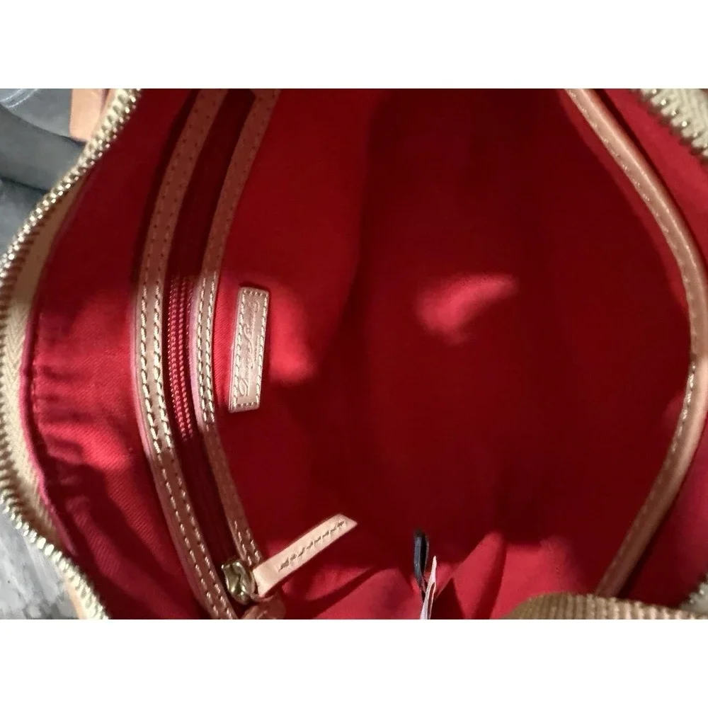 Dooney & Bourke Seaview Red‎ & White Stripe Coated Bucket Hobo Purse
