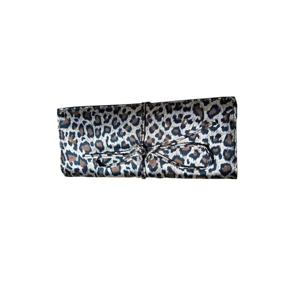 Leopard Print Silky Trifold Jewelry Travel Case - New