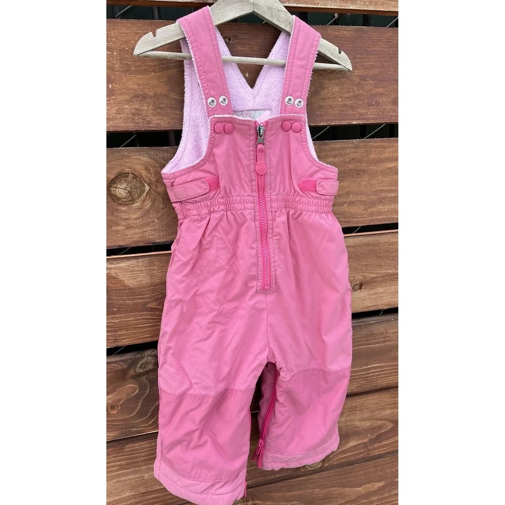 The Childrens Place Pink Fleece Lined Winter Snow Suit Bibs Girls Size‎ 12 M