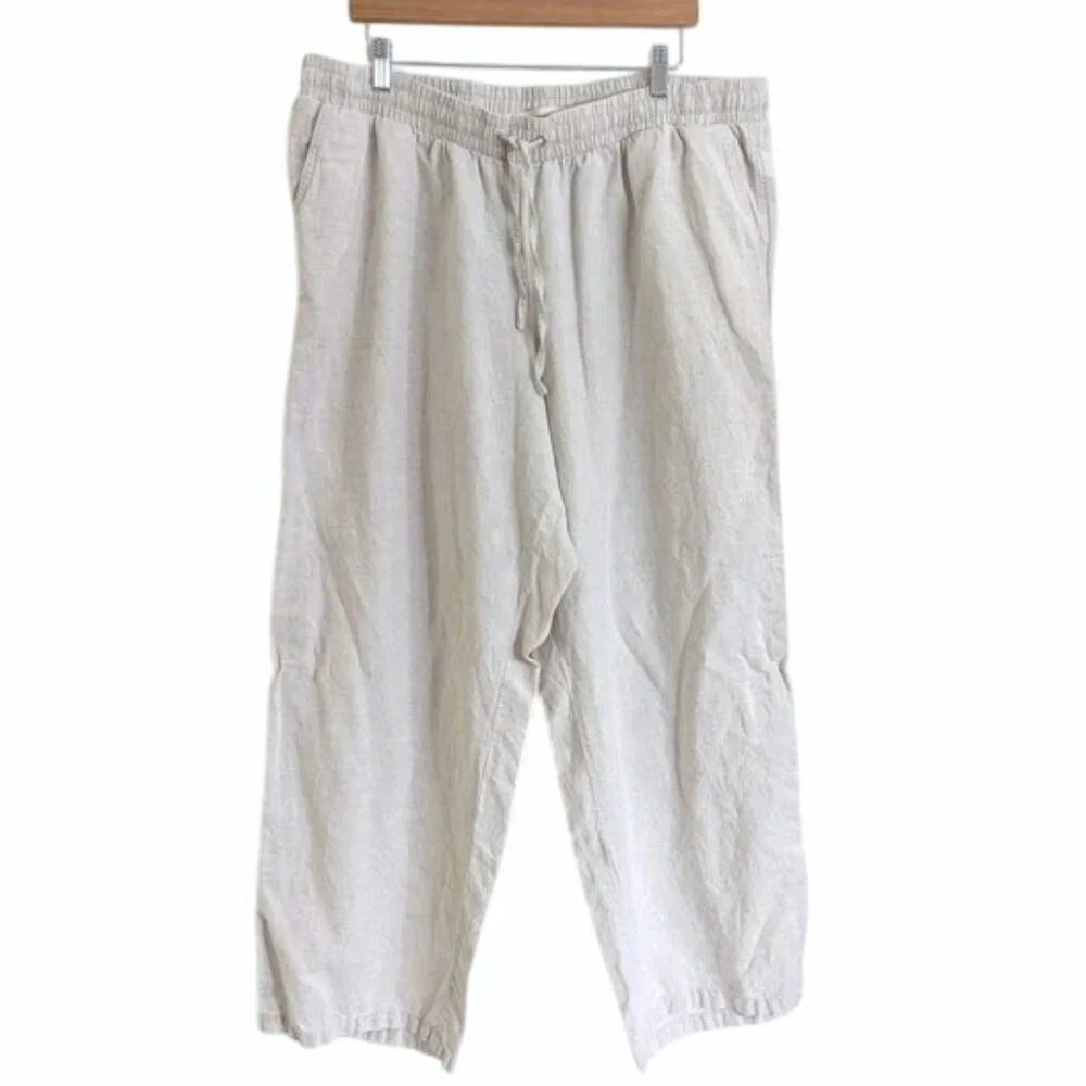 Amazon Essentials Linen Blend Pull On Drawstring Wide Leg‎ Pants Size 2X