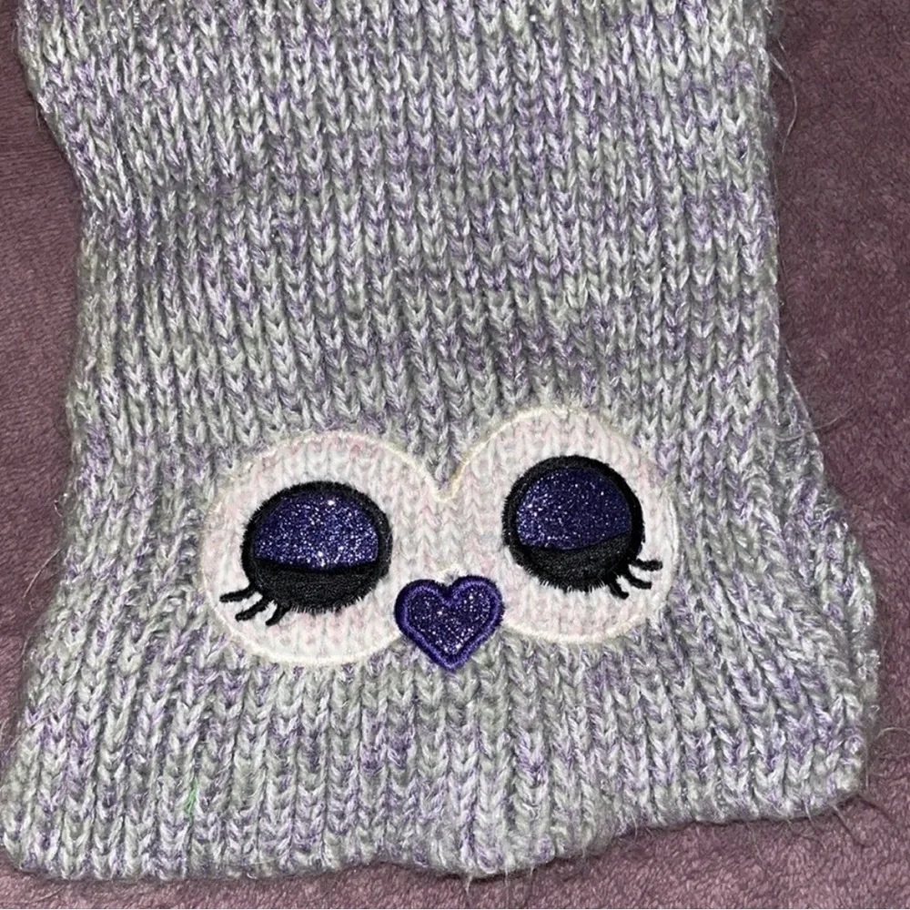 The children’s place owl eyes scarf‎ one size cute gray and purple sparkle shine