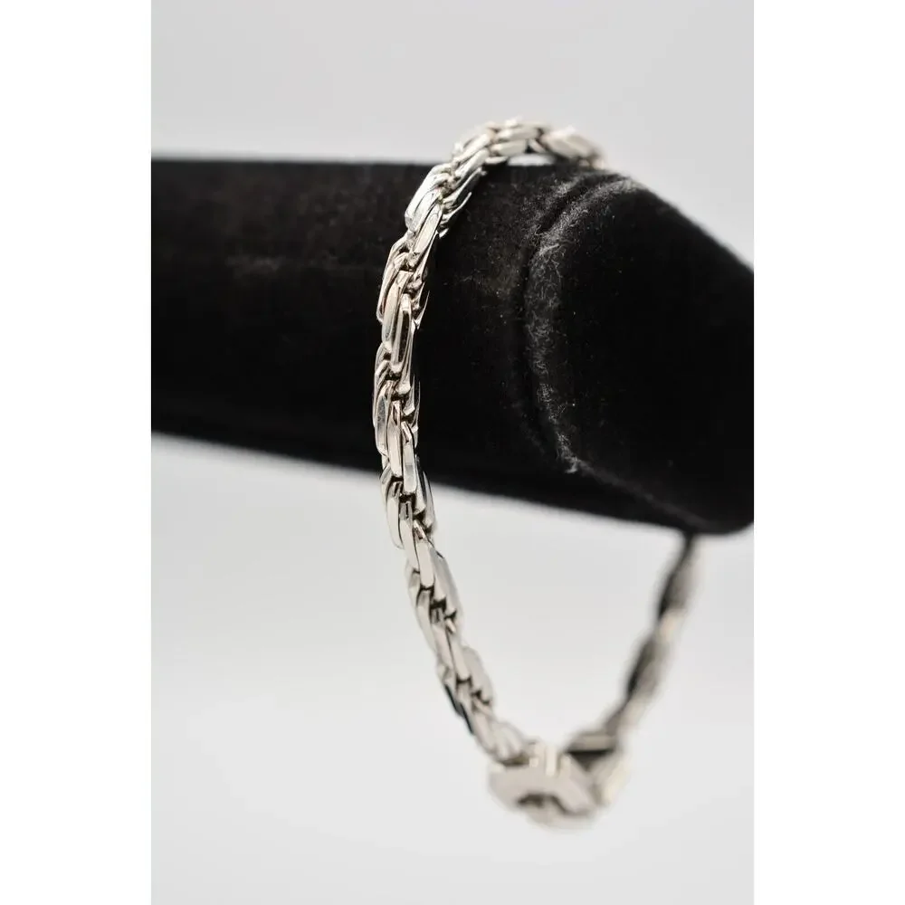 Nina Ricci Vintage Bracelet Silver Tone Metallic Shiny Linked Chain Signed BinAD