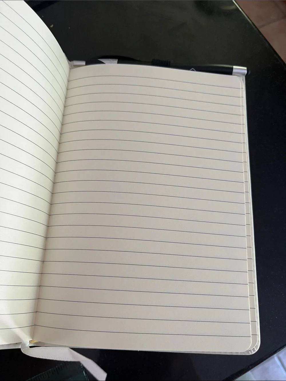 White Journal Notebook SNHU ivory Saratoga leather journal w/ pen
