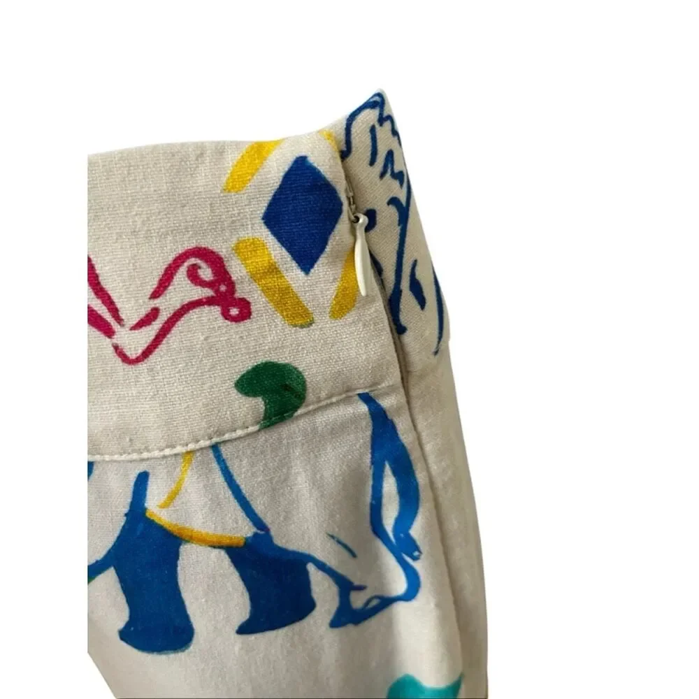 Sézane x G.Kero collab/ Jensen Trouser colorful animal print Cotton/Linen 34 S