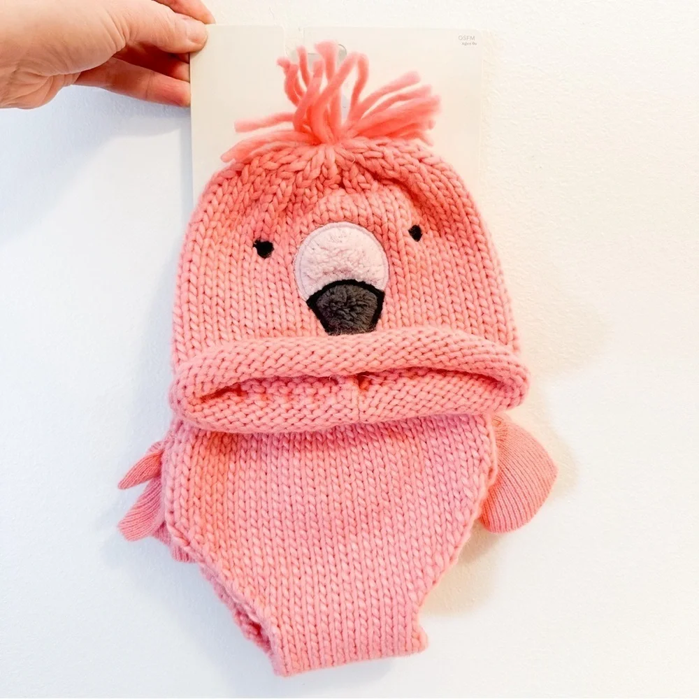 NEW Cloud Island Flamingo Sweater Knit Hat Diaper cover Pink Newborn Photo Shoot