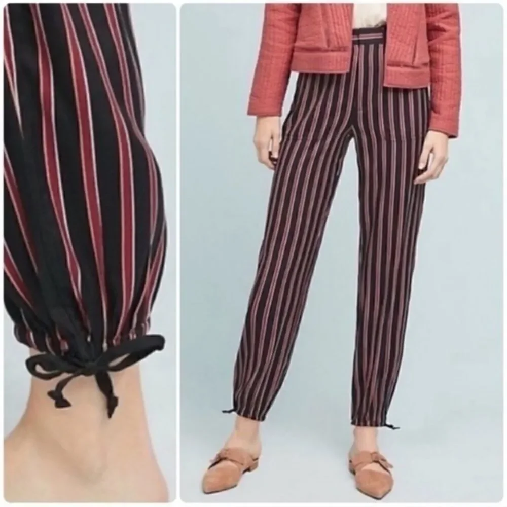 Anthropologie Silky Striped Jogger Pants Size M