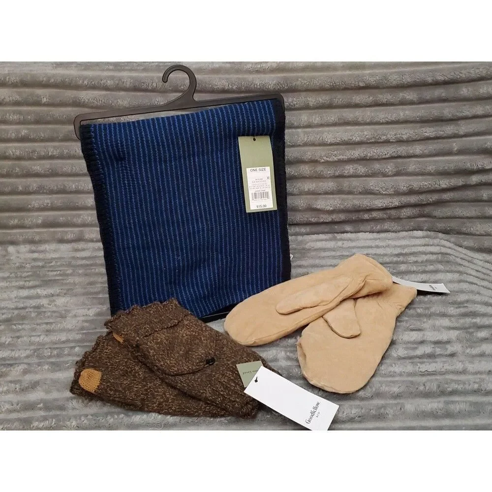 Lot of 3 Goodfellow & Co. Fall Winter Wear 2 Gloves 1 Scarf