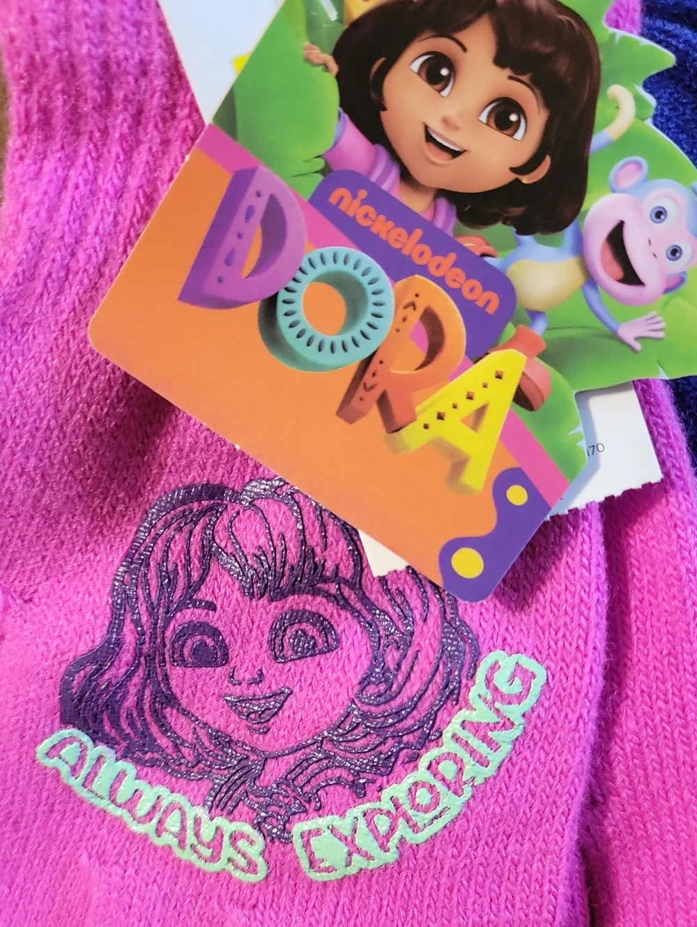 NWT Kid's Girl Winter Knit Gloves 2 Pk Pink Lavender Dora Explorer Nickelodeon