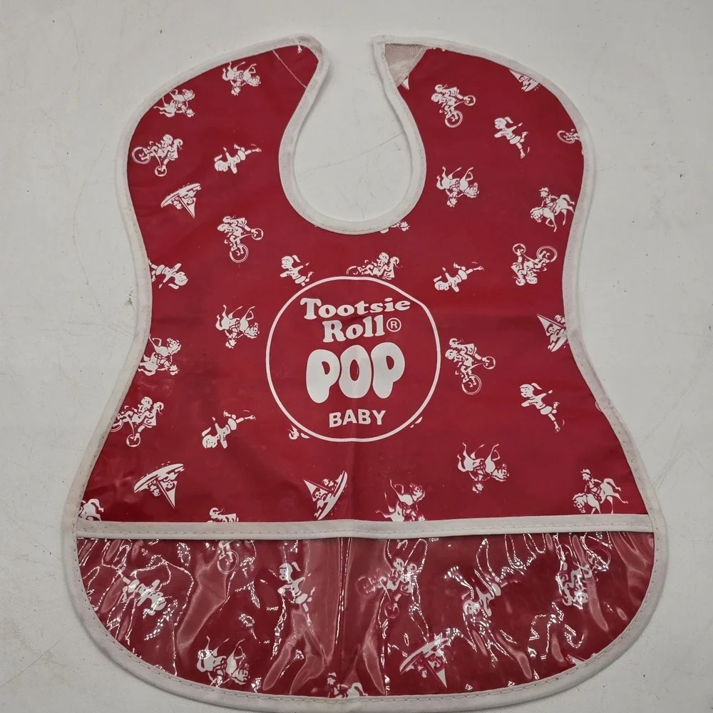 Vintage RARE Tootsie Roll Red Baby Bib Collectible Tootsi Roll Pop