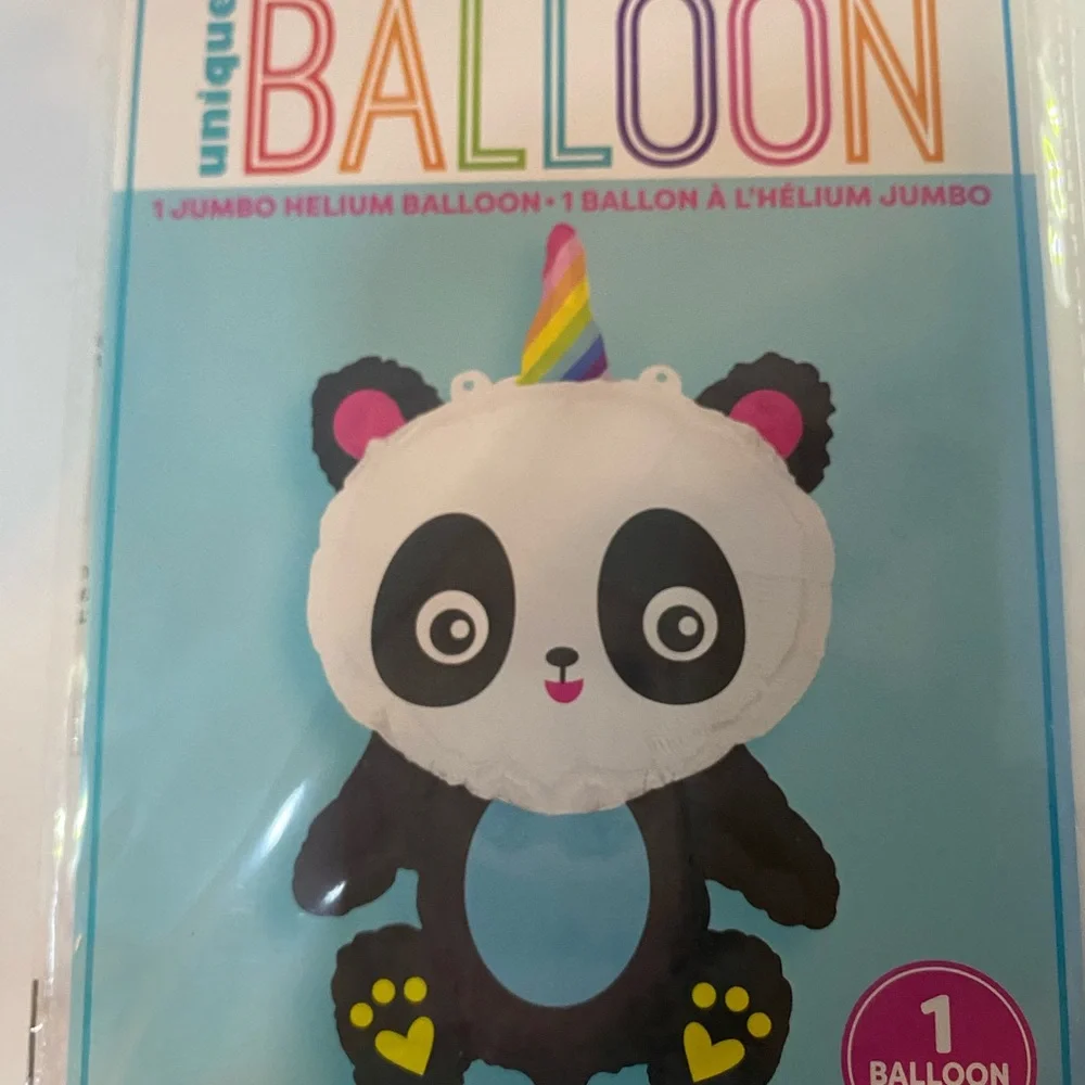 Panda Unicorn Jumbo Helium Balloon - Black, White, Rainbow
