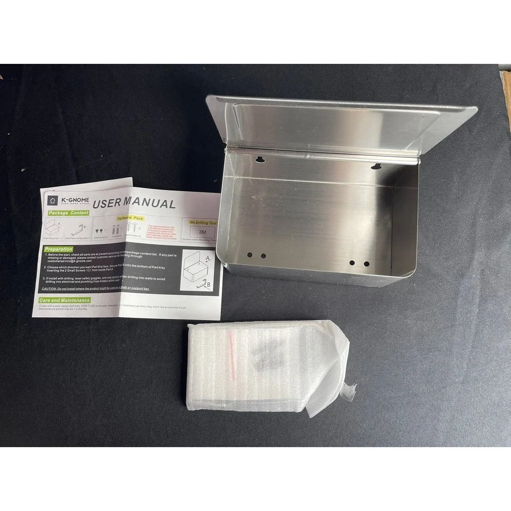 K-Gnome Stainless Steel Wet Wipe Dispenser and Toilet Paper Holder Wall Mount