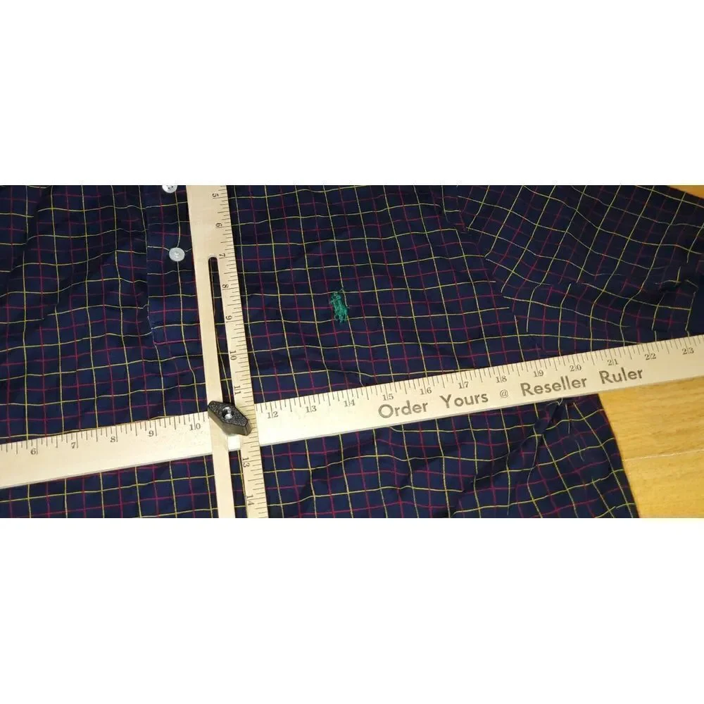 Polo Ralph Lauren Madras Plaid Oxford Large Classic‎ Golf Shirt Luxury business