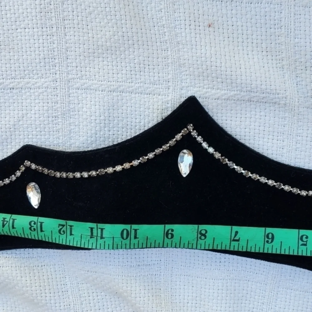 Vintage BlackVelvet Wide 80s bling belt‎ L