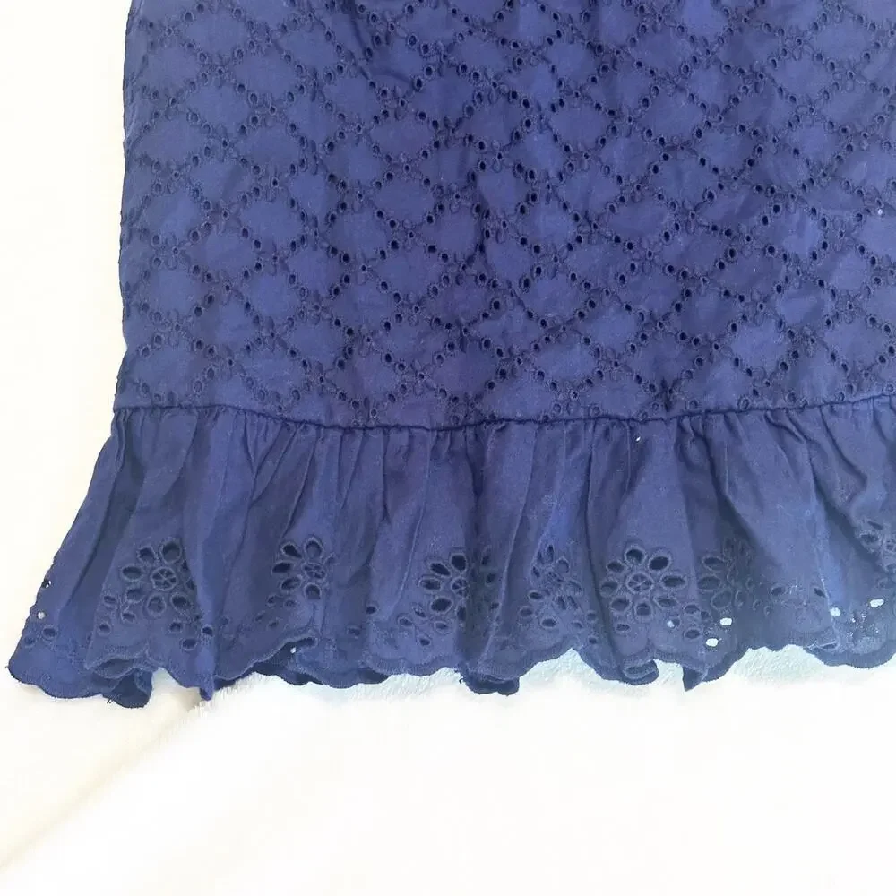 NEW Ralph Lauren Blue Eyelet Top sz 14 Sleeveless top Girls shirt