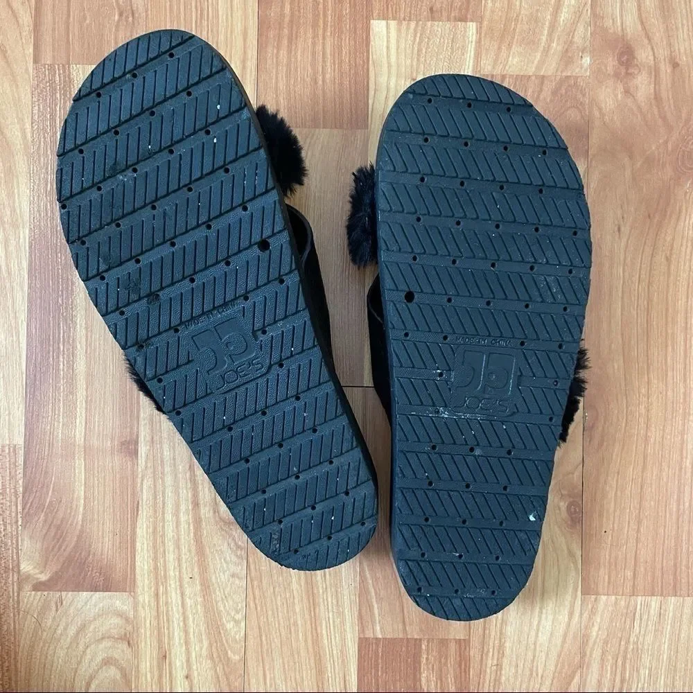 Joe’s Faux Fur black Comfort‎ Slide Sandals