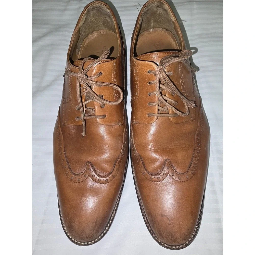 Cole Haan Men's Brown Leather Wingtip Oxford Dress Shoes 11.5M‎ C20322 Lace Up