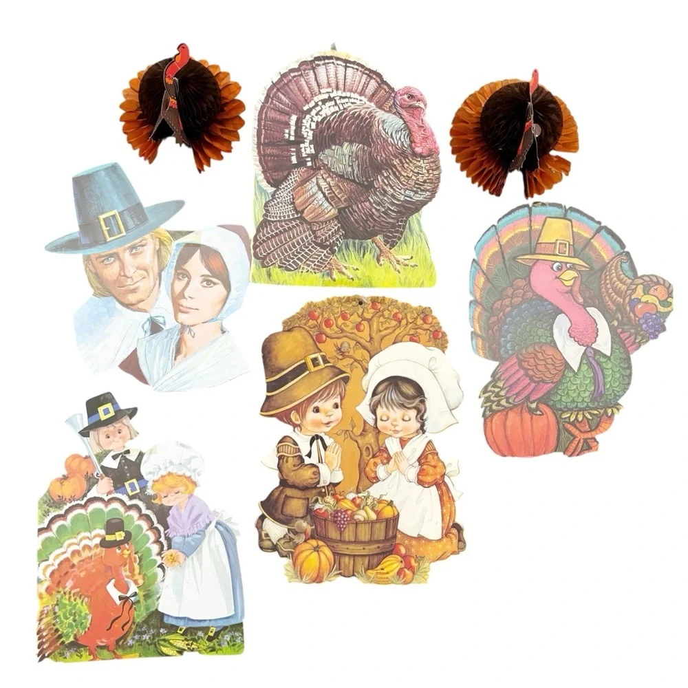 Vintage Thanksgiving Fall Harvest Paper Decorations