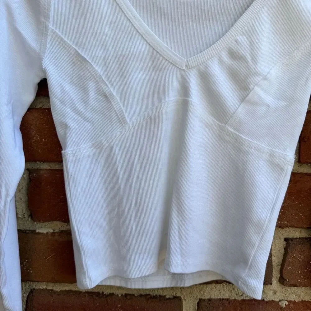 Free People We The Free Women's Lightning Long Sleeve Tee white S NEW