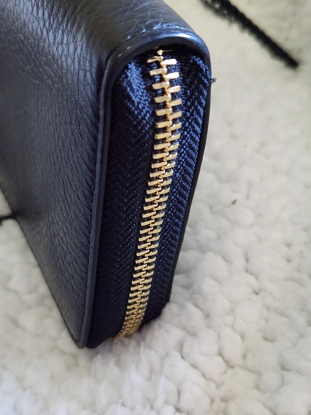 Coach Black Pebbled Leather Wallet/Wristlet with Brown Strap