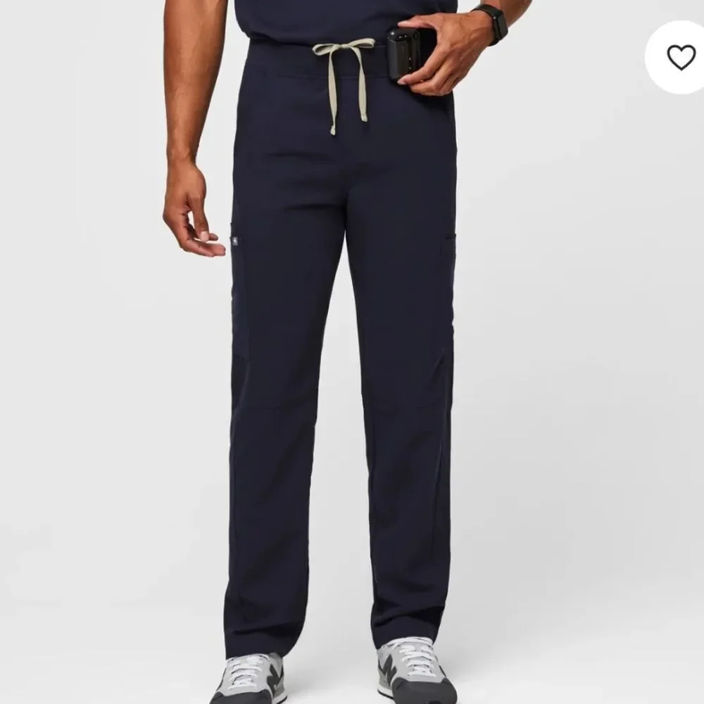 Figs Scrubs pants Axim Cargo Navy Blue Tie Elastic Waist Size L