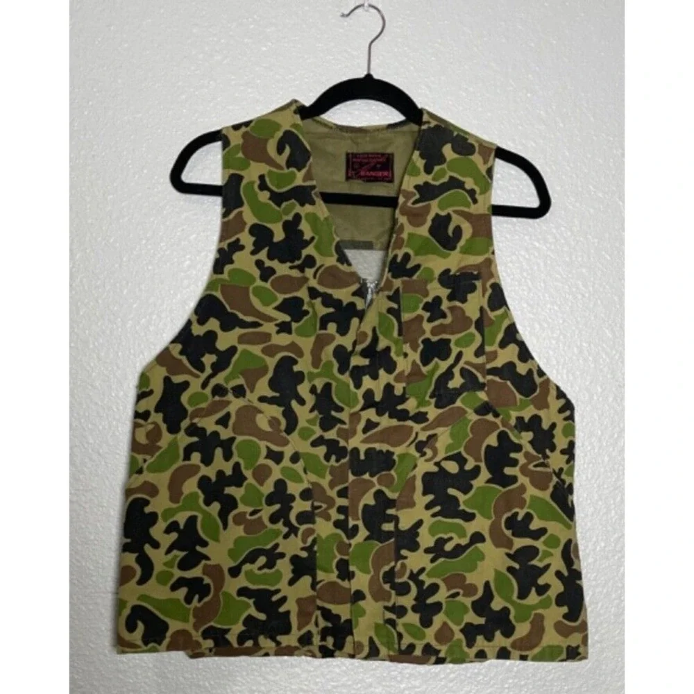 Ranger Camouflage Hunting Vest Large Mesh Back Bird Bag Bird Hunting Vintage