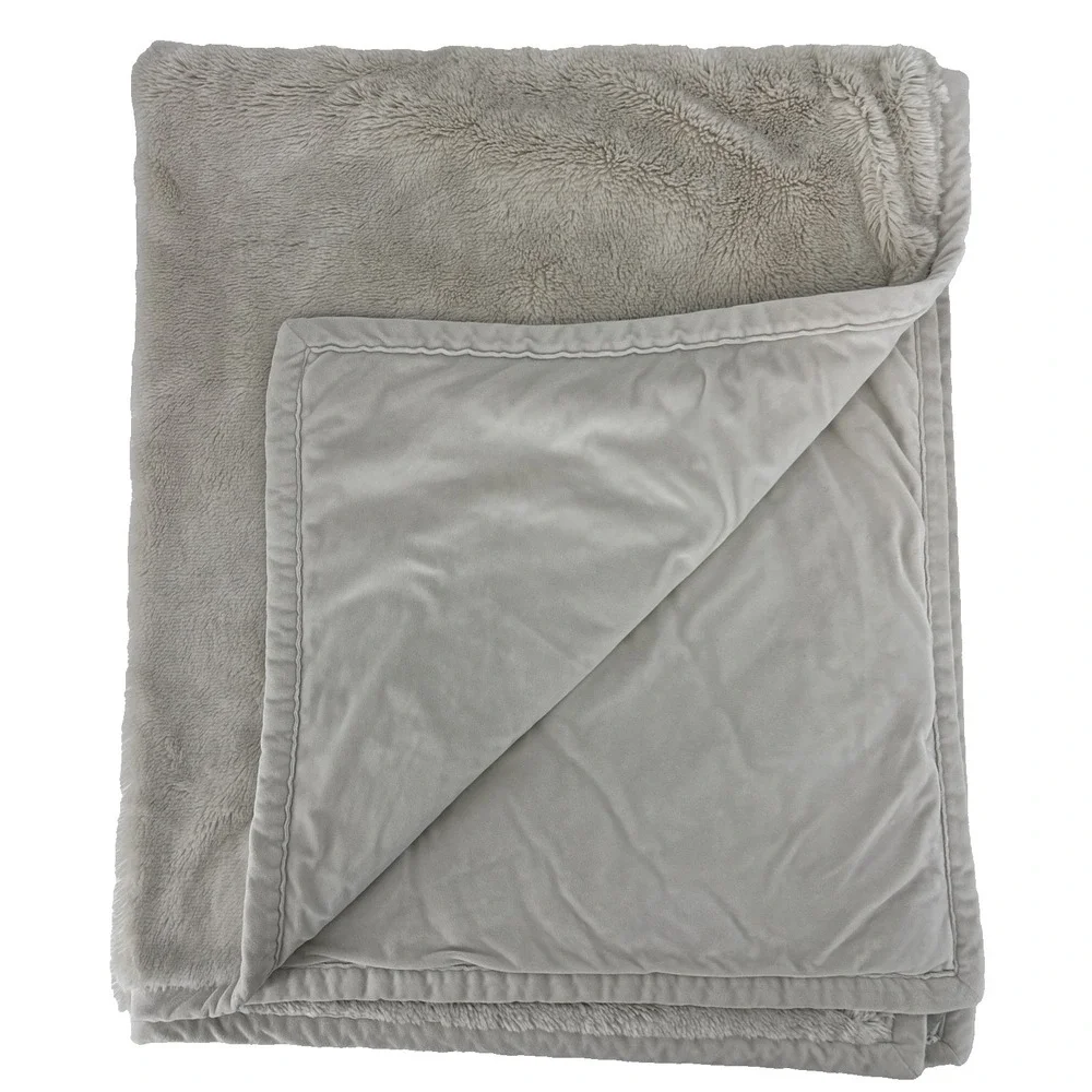 Pottery Barn Faux Fur Cozy Plush Reversible Throw Blanket 50x60in Cream Ivory