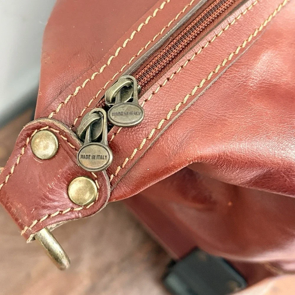 Italian Leather Rolling Duffel Bag Wheeled Weekender Carry On Luggage Brown