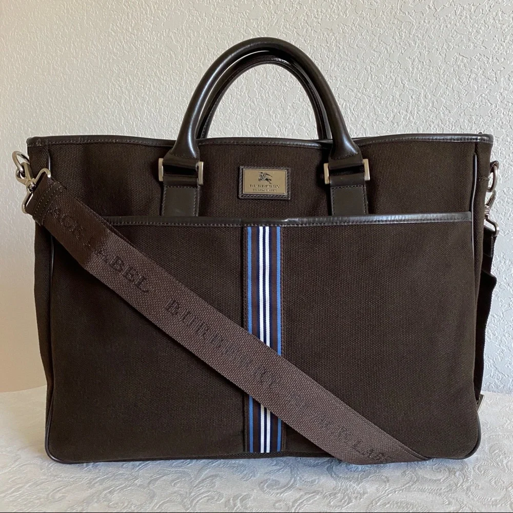 Burberry brown canvas laptop briefcase