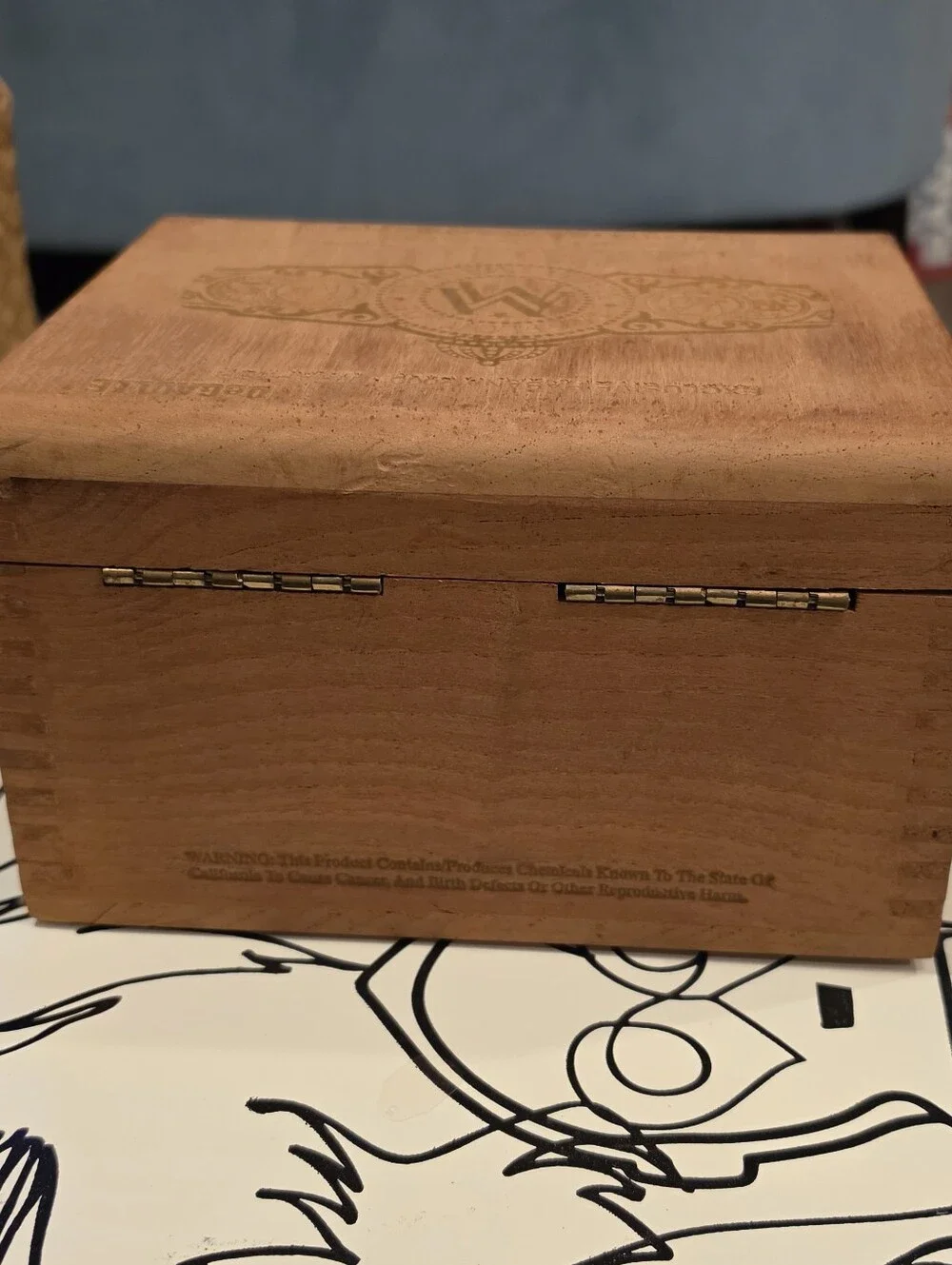Vintage Maria Mancini Wooden Cigar Box Empty Cedar Storage Display Humidor Box