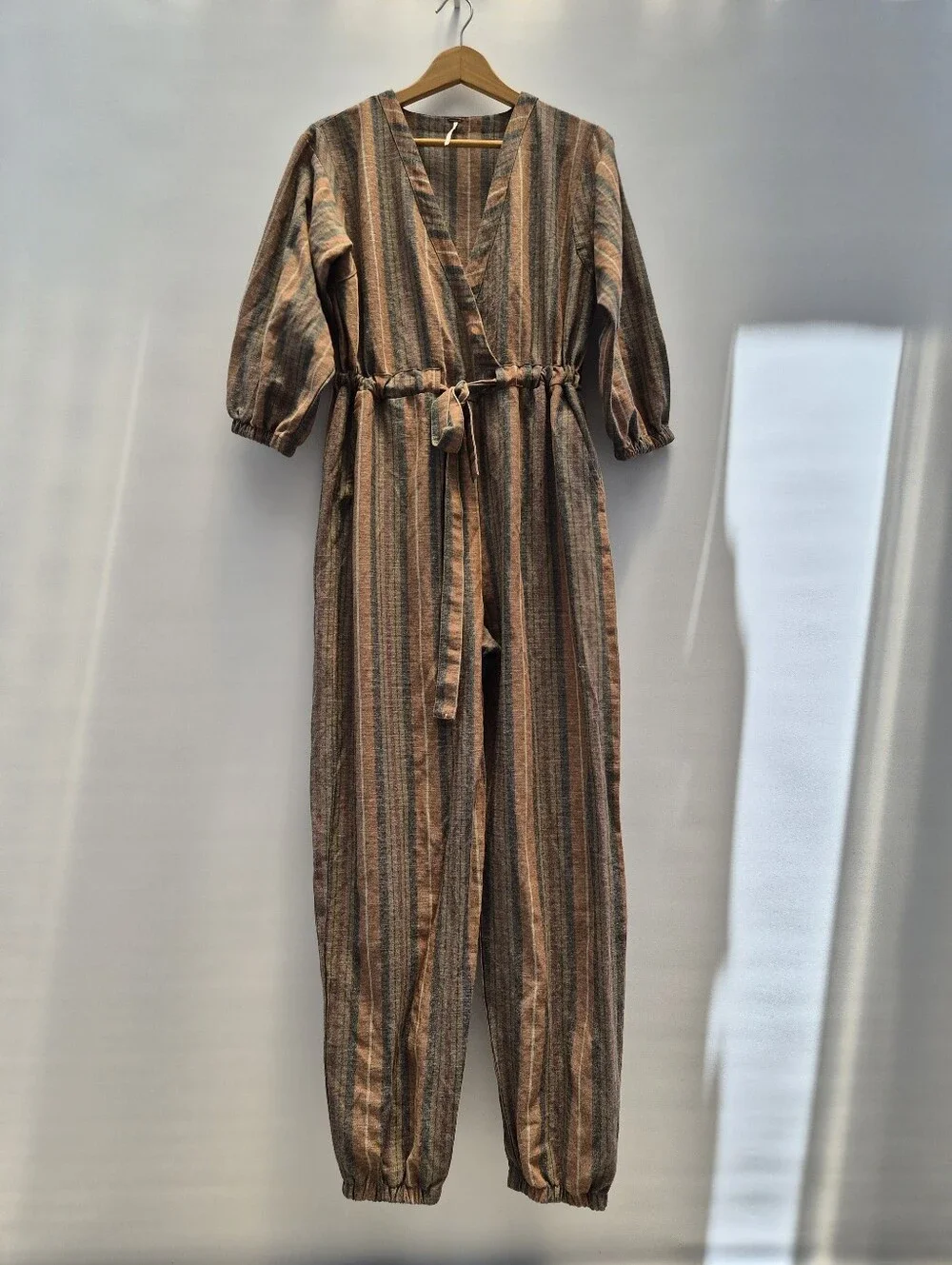 Free People Loveland Metallic Striped Jumpsuit M Excellent Whimsigoth 70s Boho