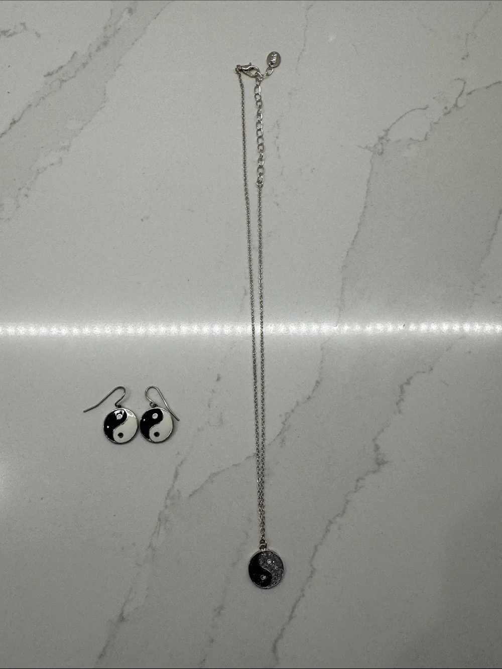 Claire's Black & White Yin Yang Necklace with Earrings