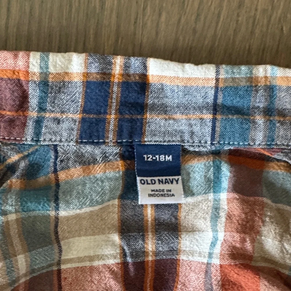 Old Navy Workwear-Pocket Linen-Blend Plaid Shirt | 12-18M