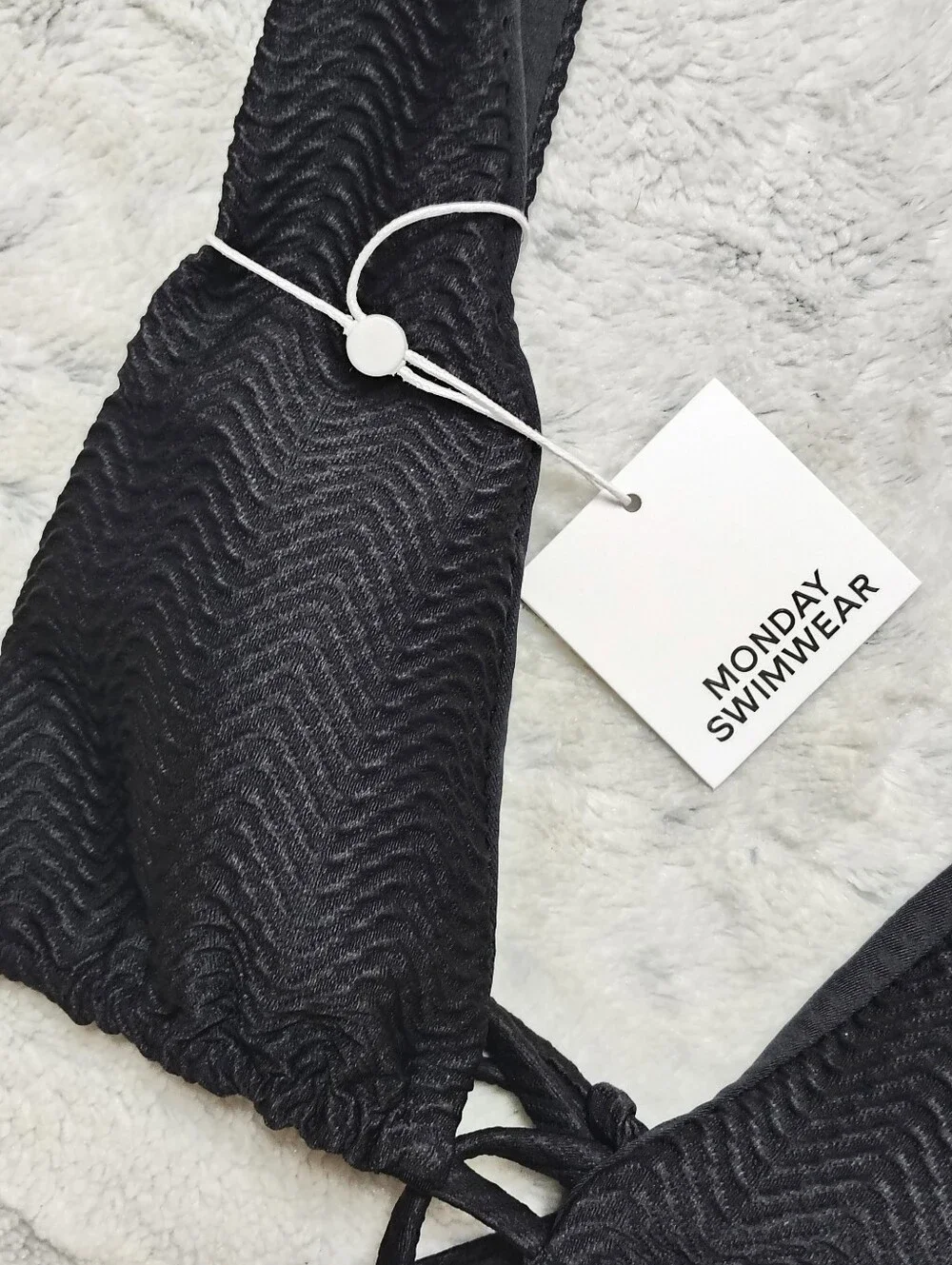 NWT Monday Swimwear The Palm Springs Top Black Chevron Textured Women's Small