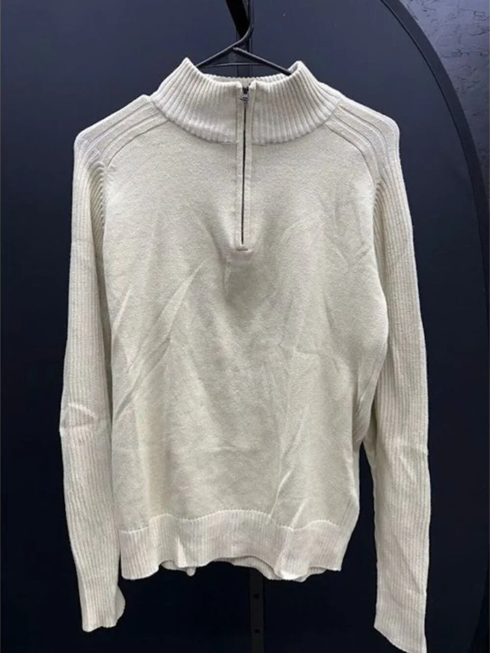Carbon Beige Quarterzip Mock Neck Sweater