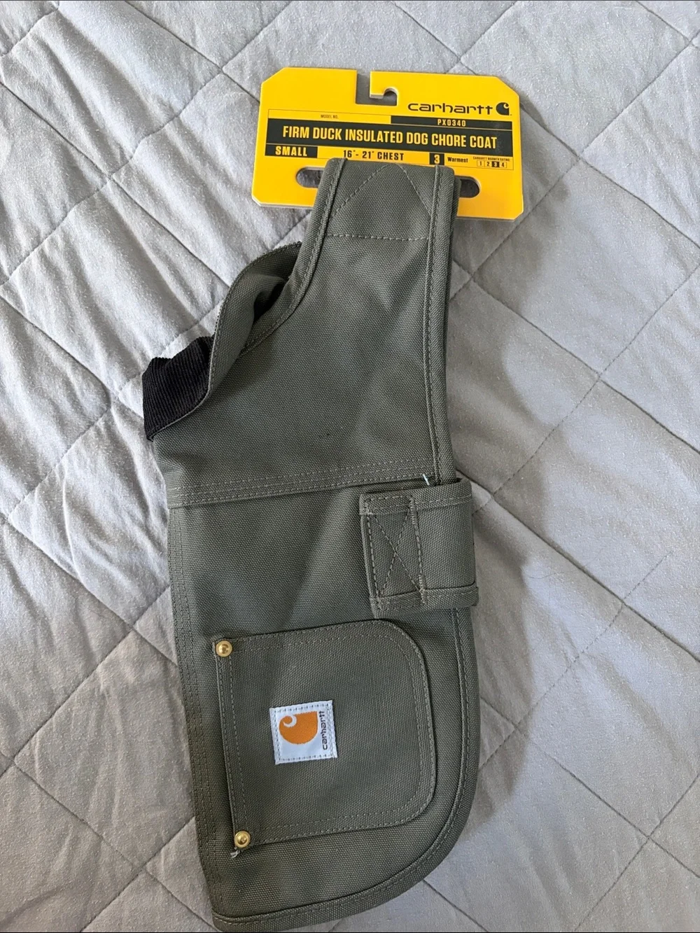 Carhartt Olive Green Duck Insulated Dog Coat with Pocket