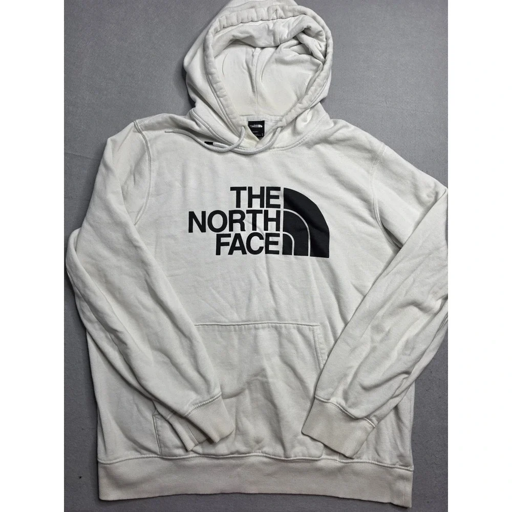 The North Face Half Dome Hoodie Men's XL White Graphic Cotton Kangaroo Pocket