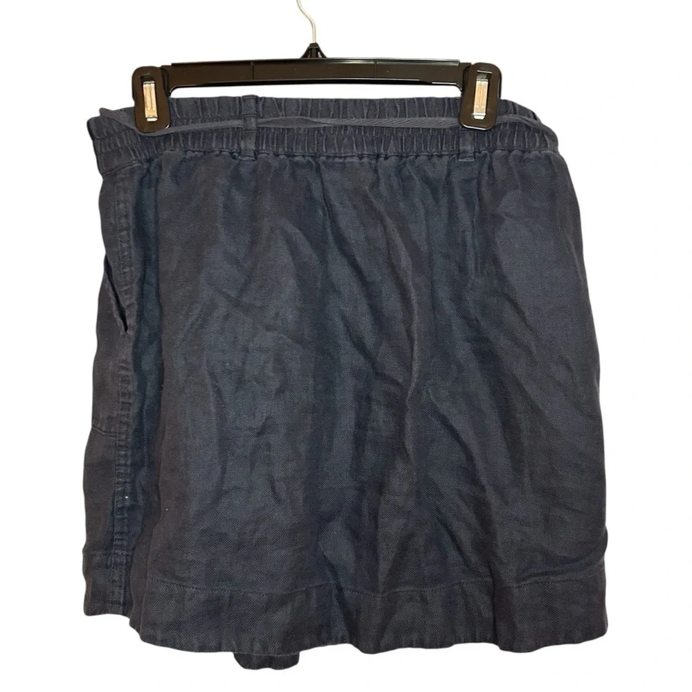 LOFT Linen Mini Skirt Navy Blue Tie Waist Pockets Women’s Size Small Summer