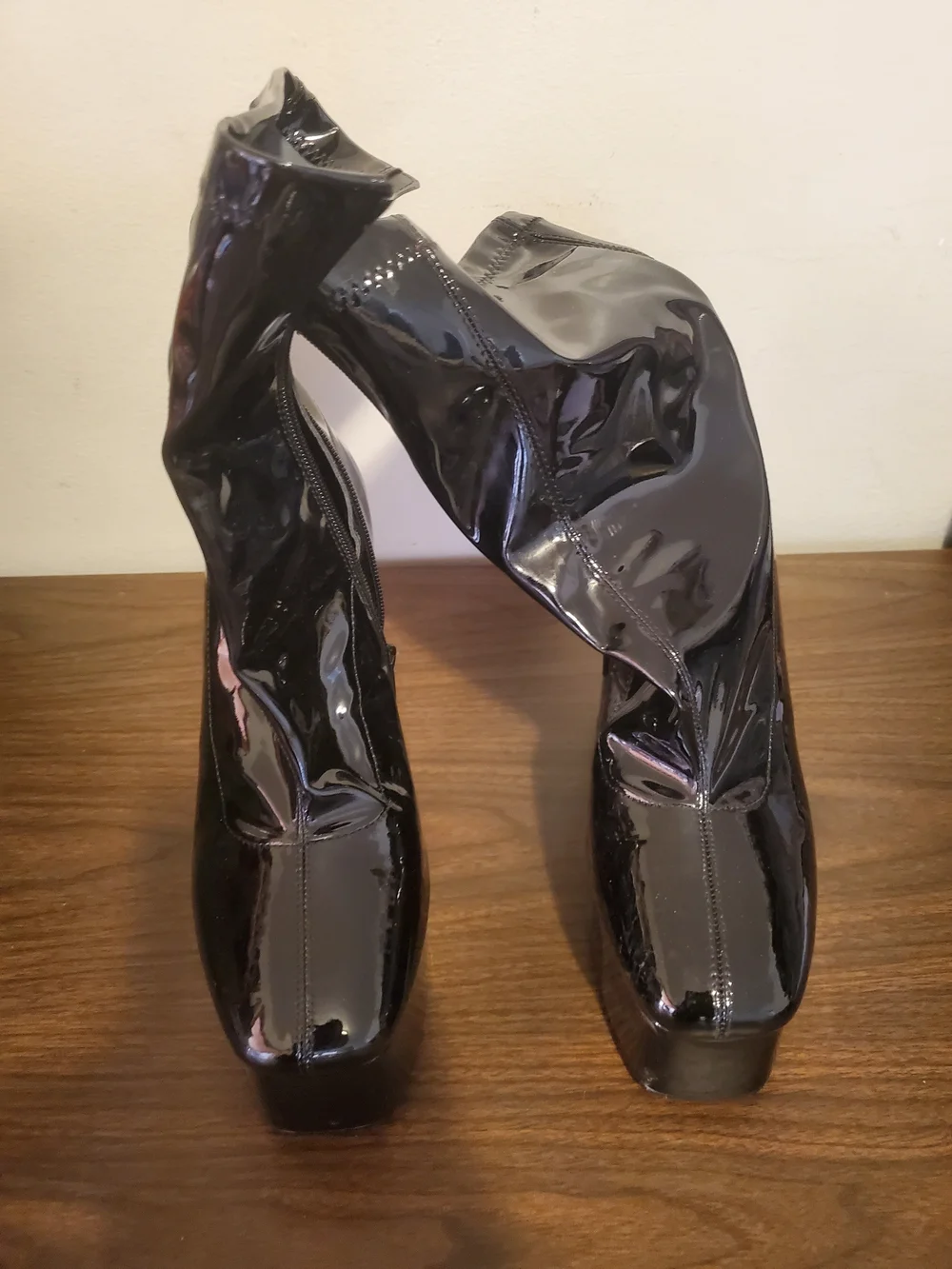Liliana Black Patent Platform Ankle Boots