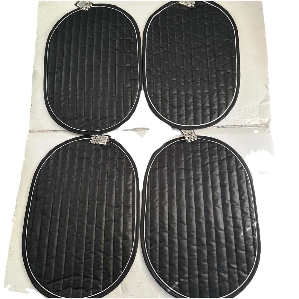 Black Oval Placemats White Trim Set Of 4 Gourmet‎ Graphics Vintage Made In USA