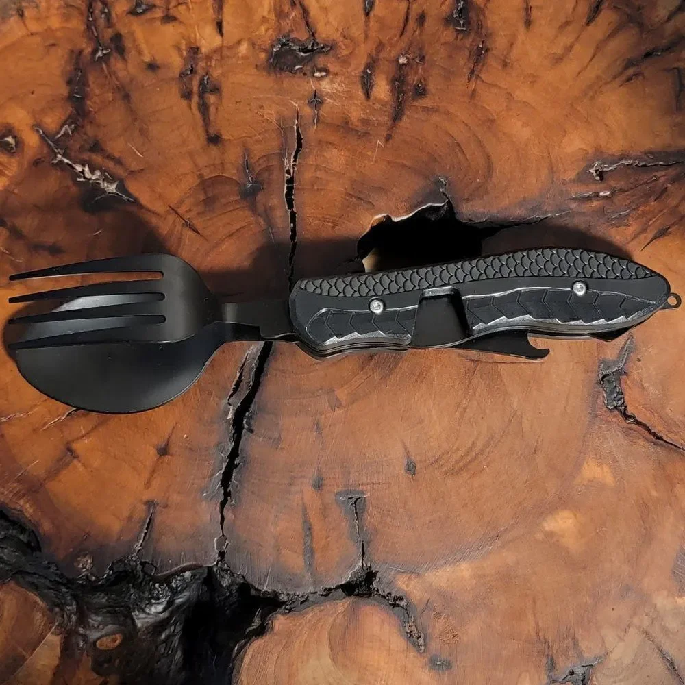 Personalized Camping or Picnic Fork, Spoon, and Knife Folding Utensil Multi-Tool