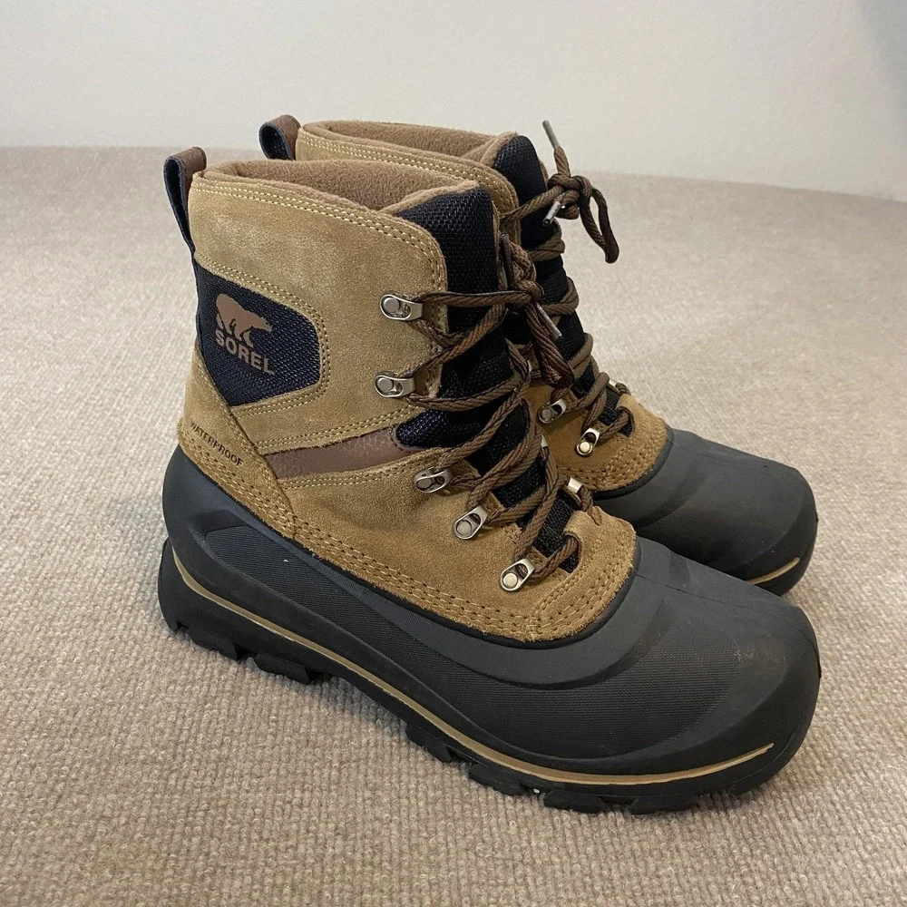 Sorel Snow Boots‎ Mens Size 8 Brown Suede Waterproof Lined Ankle Winter Hiking
