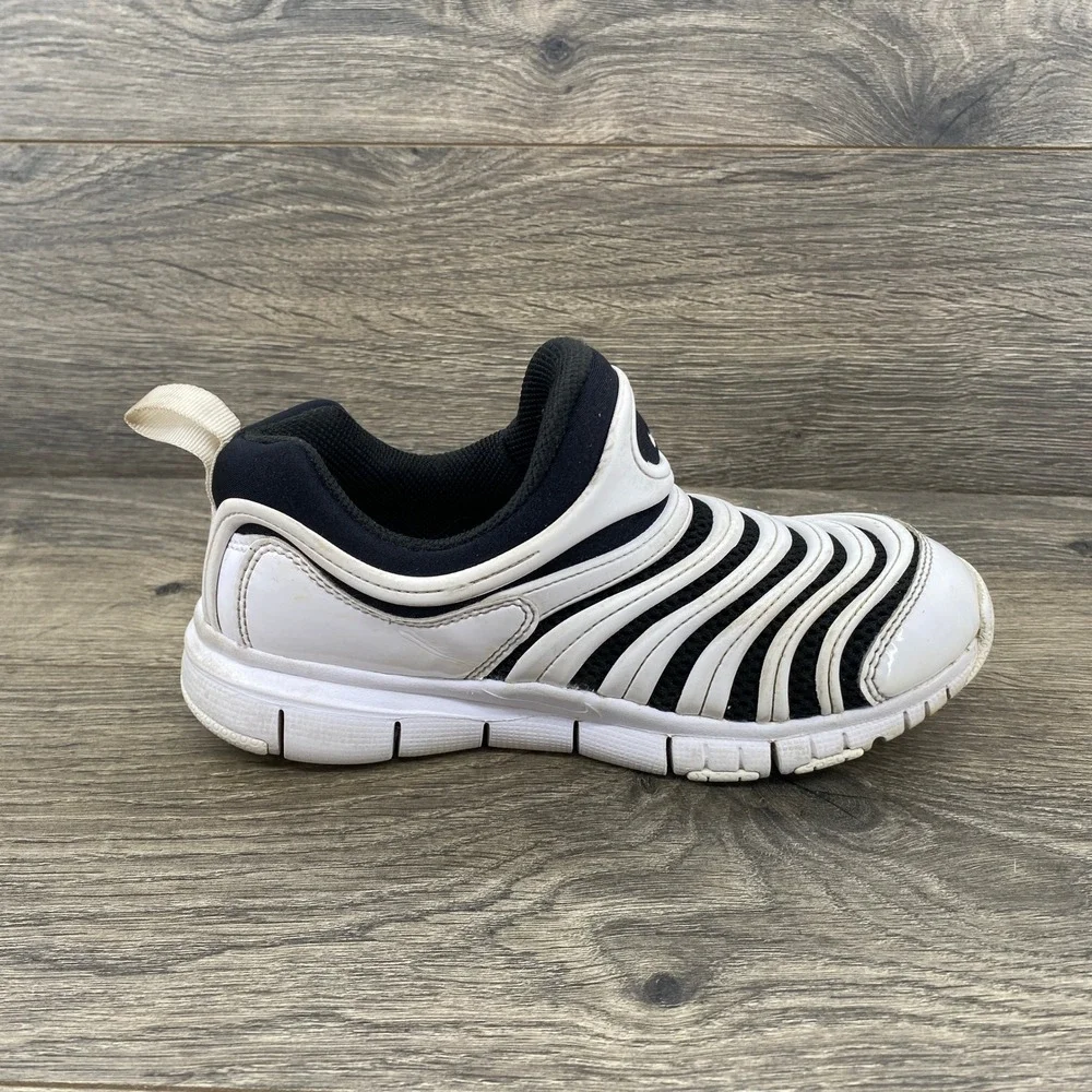 Nike Dynamo Free‎ Kids Sneakers White Black Slip On Shoes 3Y 343738-100