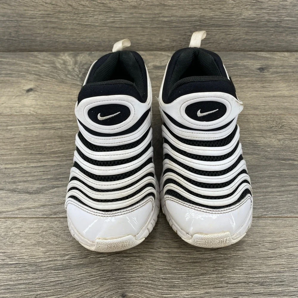 Nike Dynamo Free‎ Kids Sneakers White Black Slip On Shoes 3Y 343738-100
