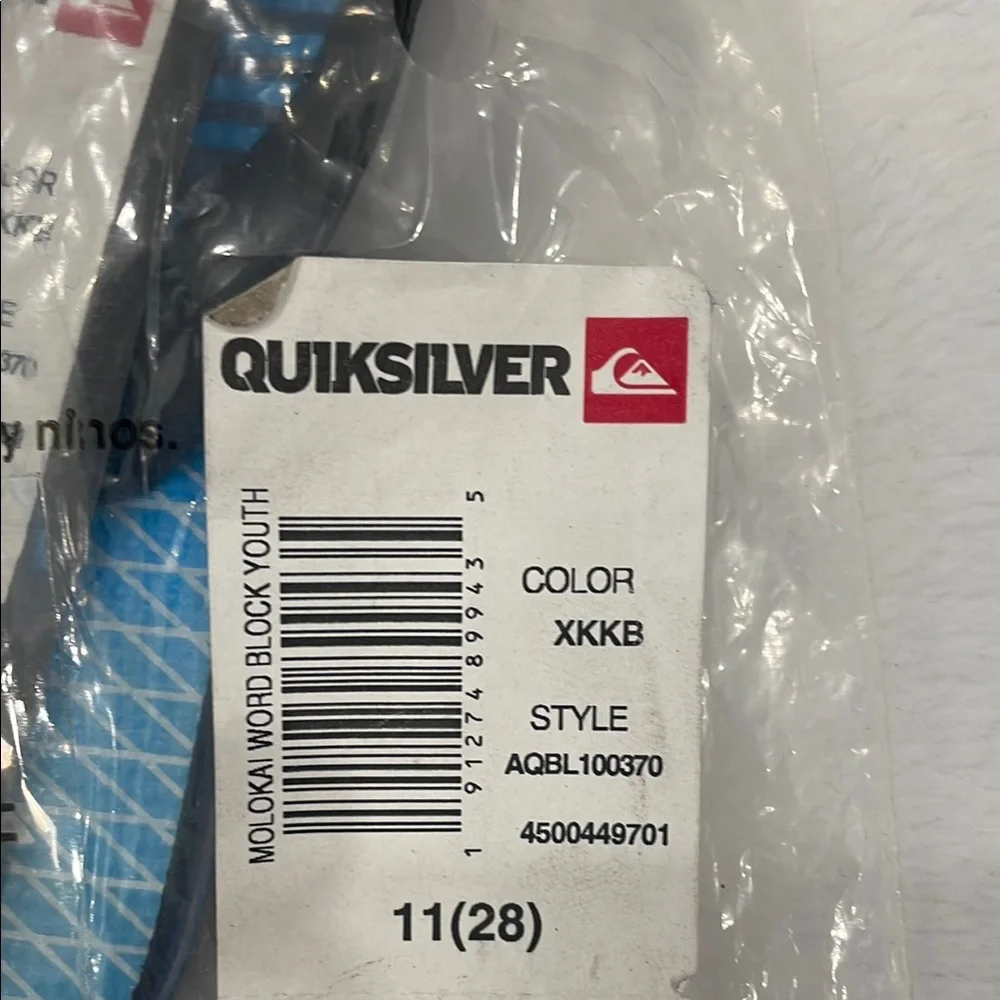 Quiksilver Blue and Black Flip Flops youth 11