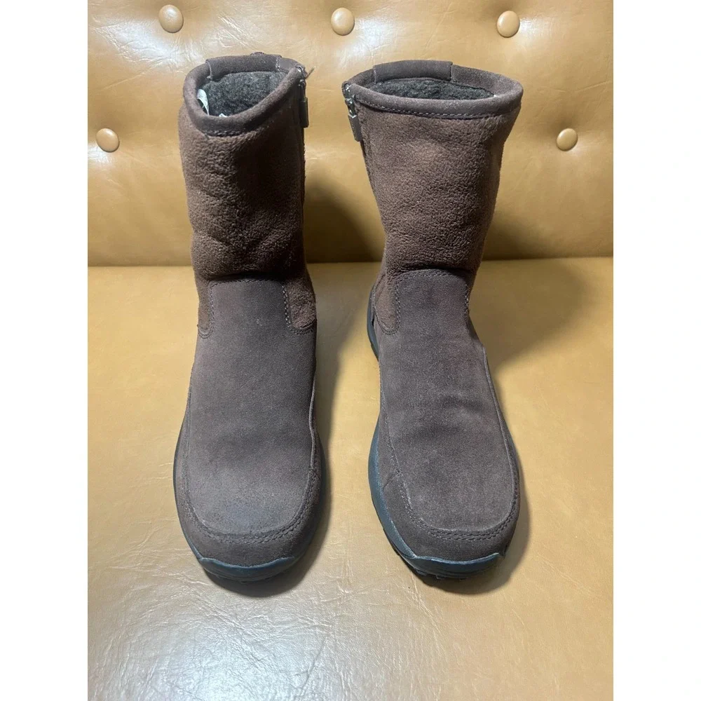 LL‎ Bean Womens Brown Suede Leather Zip Up Insulated Winter Boots Size 7M