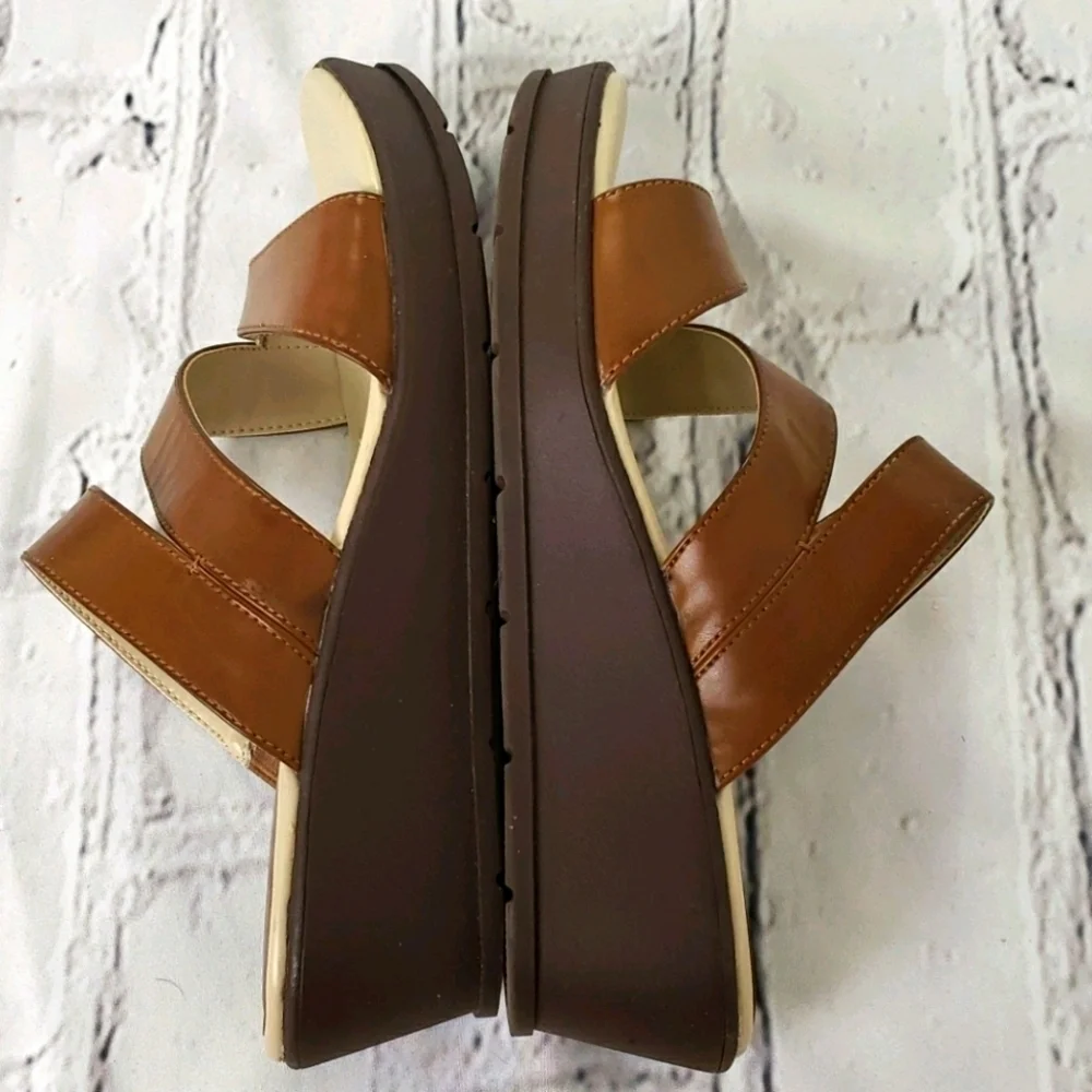 KIM Rogers Frienda Platform Wedge Sandals Brown 7 EUC